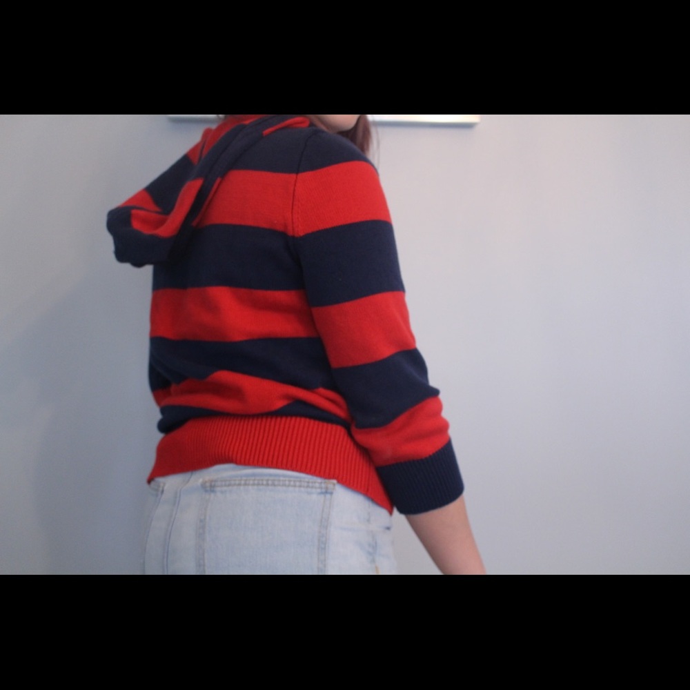 Ralph Lauren Striped Lace Up Sweater in Blue/Red - Picture 3 of 3